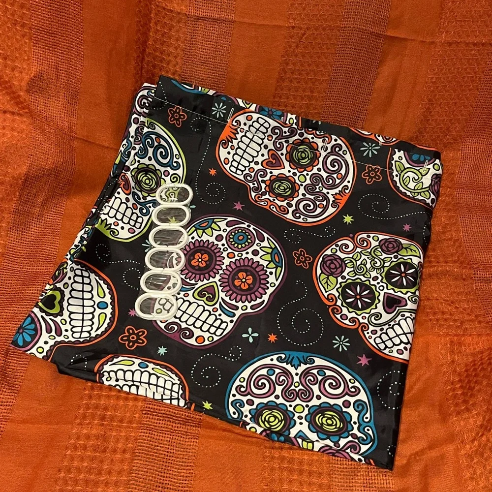 Colorful Sugar Skull Shower Curtain w/hooks